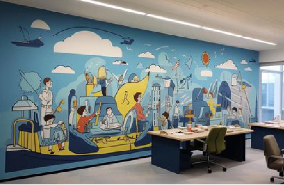 江安办公室墙绘的特点。